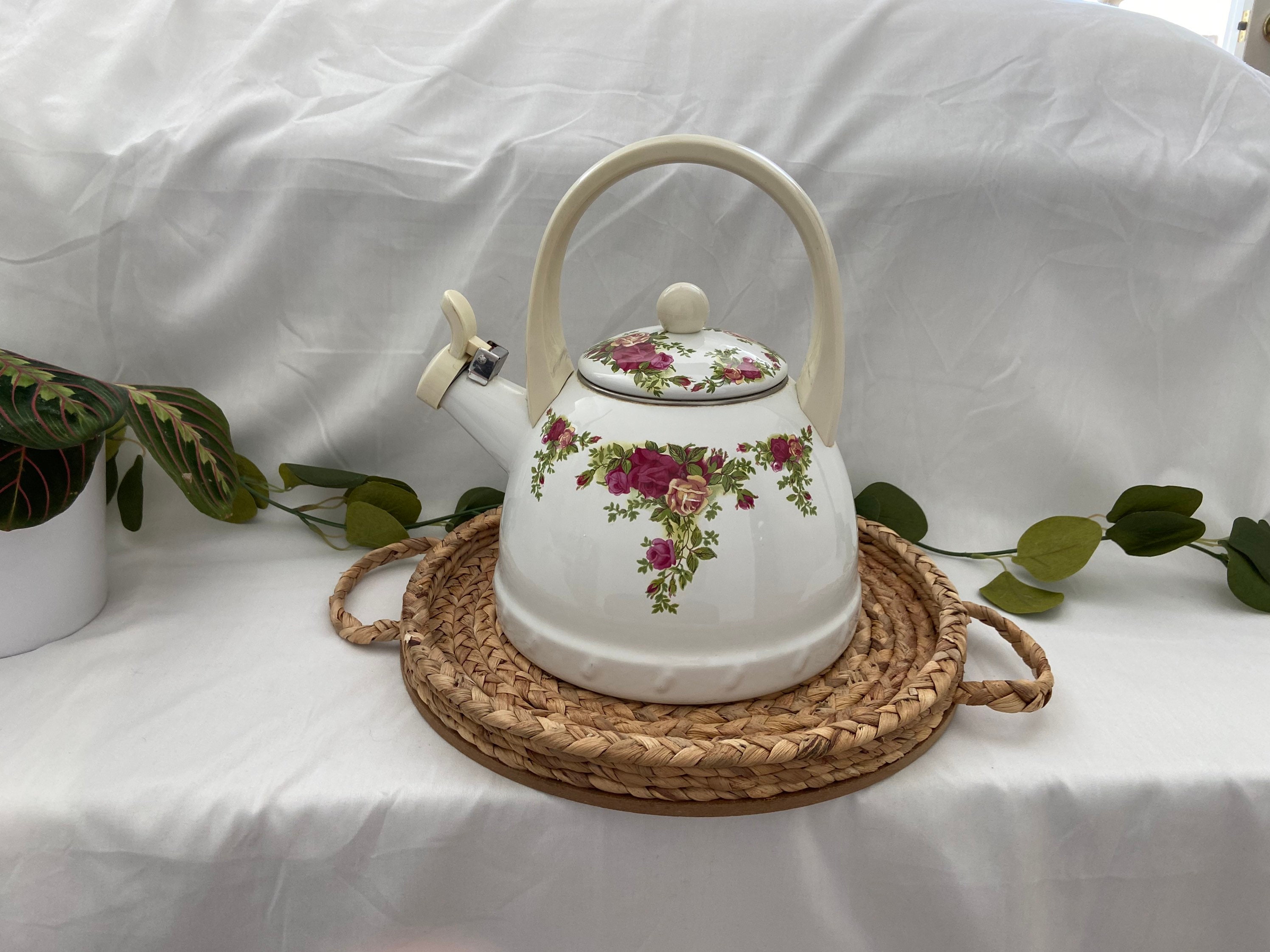 Vintage Old Country Roses Tea kettle with whistle Etsy