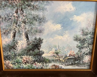 Vintage Jean Francois Raffaelli Oil Painting, Ornate Gold Frame