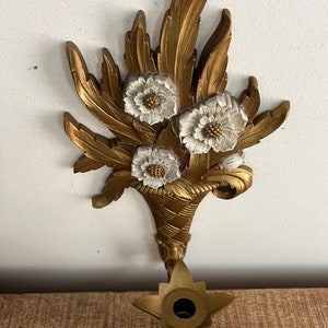 Vintage Gold/White Flowers in Basket Dart Sconce image 3