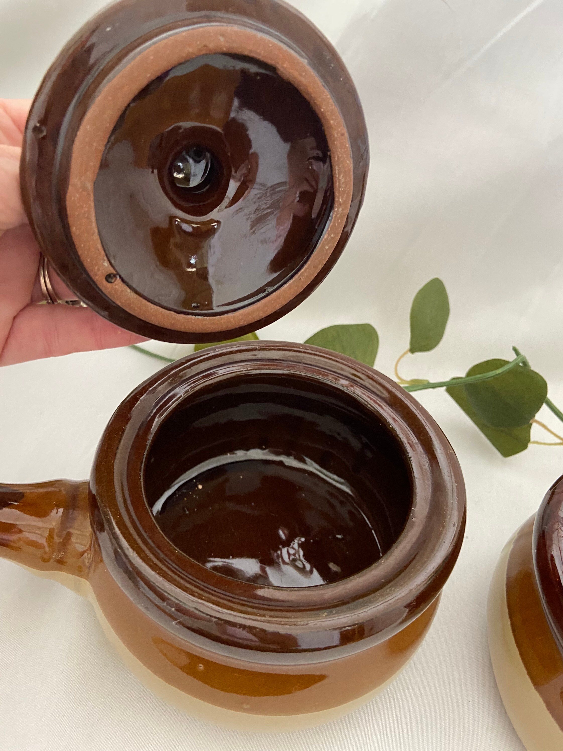 Vintage Stoneware soup crocks with handles set of 2 Etsy