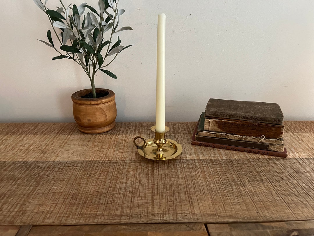 Vintage Brass Candlestick With Handle Etsy