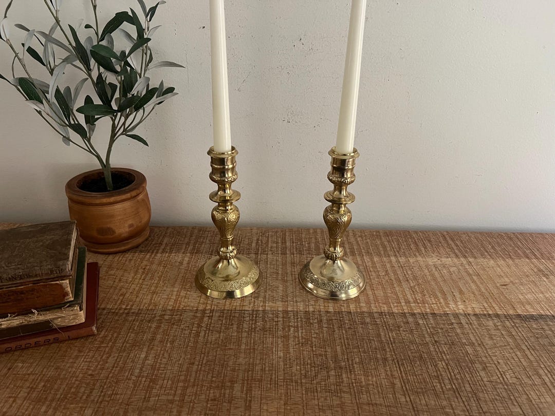 Brass Ornate Candlesticks Set of 2 Etsy UK