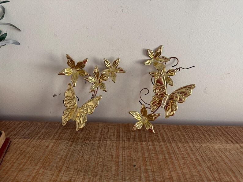 Vintage Gold Butterflies Blooms Wall Decor Set of 2 - Etsy
