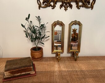 vintage gold ornate mirror sconces set of 2