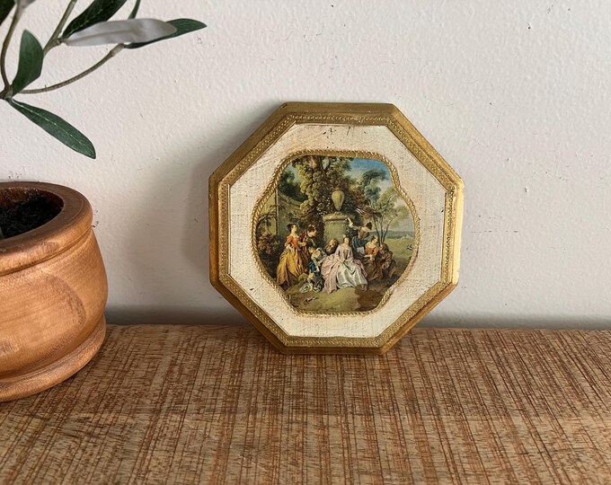 Vintage Gold Italian Florentine Wood Octagon Women Italy Wall Decor - Etsy