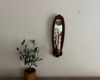 vintage wood mirror sconce