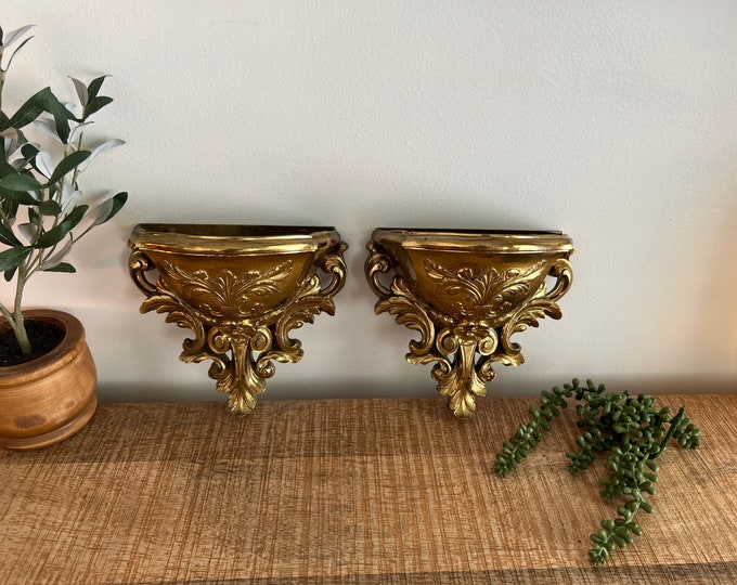 Vintage Gold Wall Planters Set of 2 Etsy