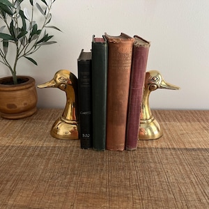 Vintage Solid Brass Duck head Bookends set of 2