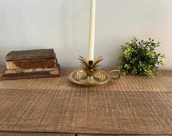 Vintage Brass Pineapple Candlestick with handle