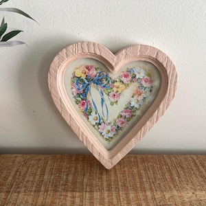 Vintage Bow Heart Flowers Homco Picture