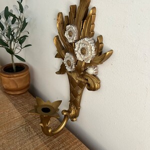 Vintage Gold/White Flowers in Basket Dart Sconce image 5