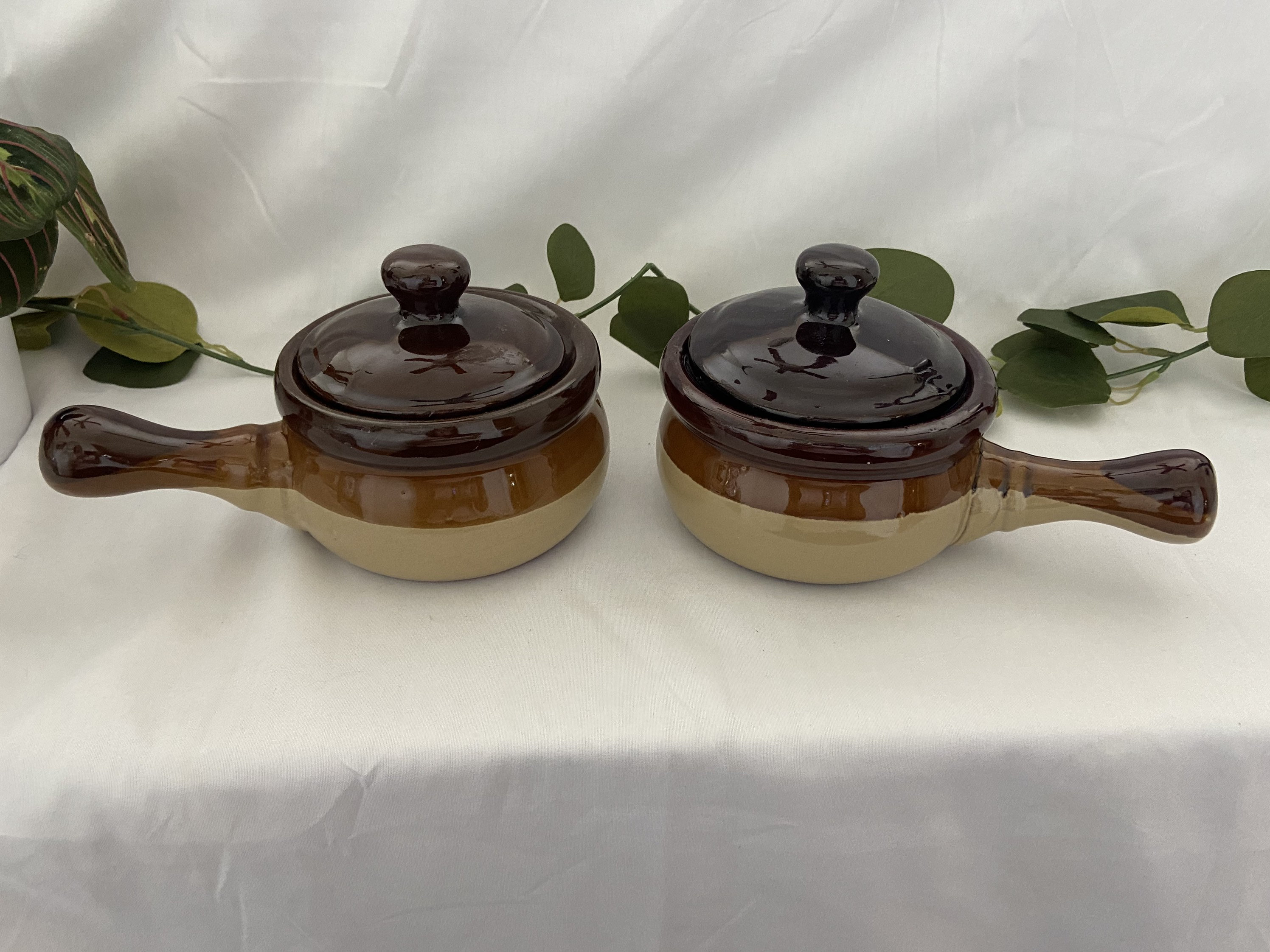 Vintage Stoneware soup crocks with handles set of 2 Etsy