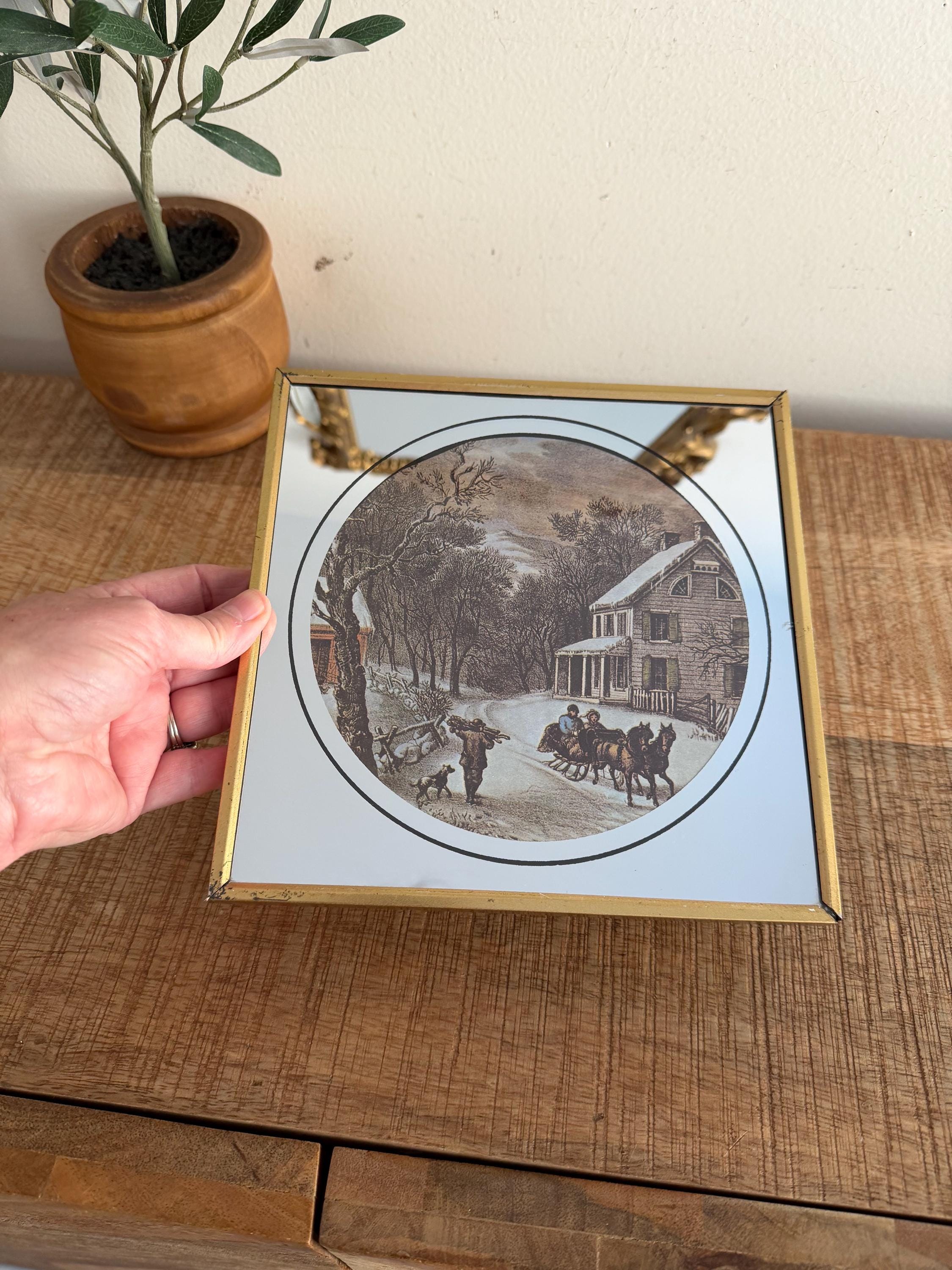 Vintage Gold Sleigh Horses House Scence Mirror - Etsy Ireland