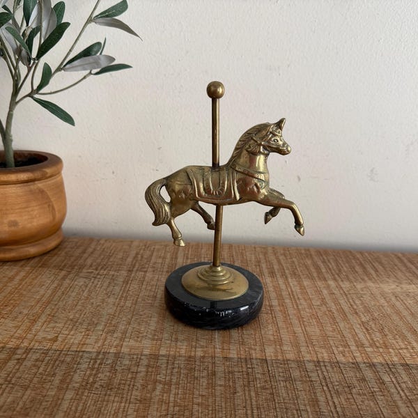 Vintage Brass Carousel Horse with marble bottom
