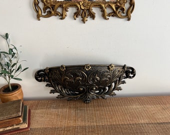 Vintage Ornate Mid Century Gold/Black Burwood wall planter