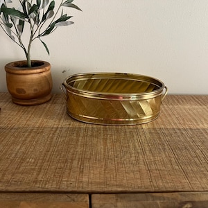 Vintage Brass Belleved Oval Planter with handles