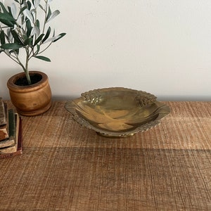Vintage Brass oval grapes planter on pedestal