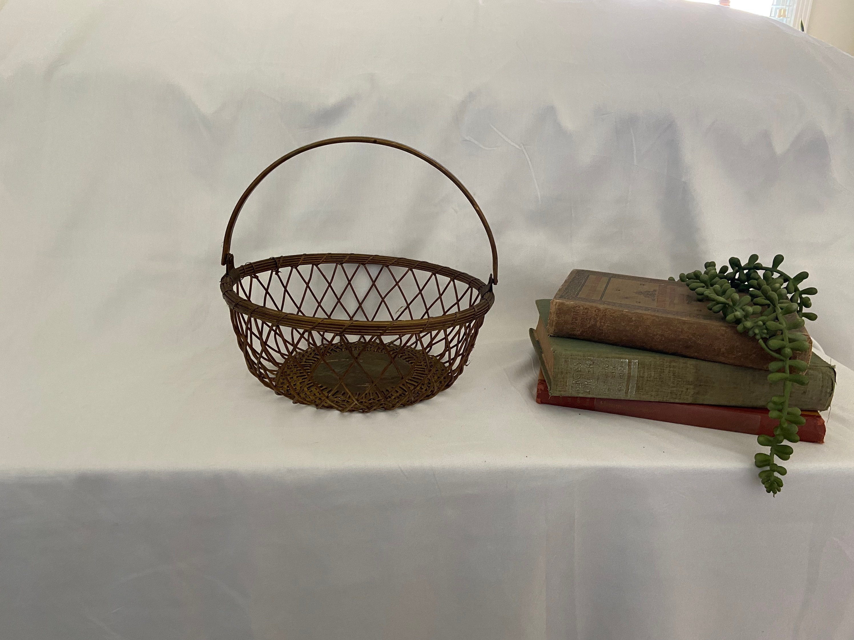 Vintage Brass Wire Basket With Handle Etsy