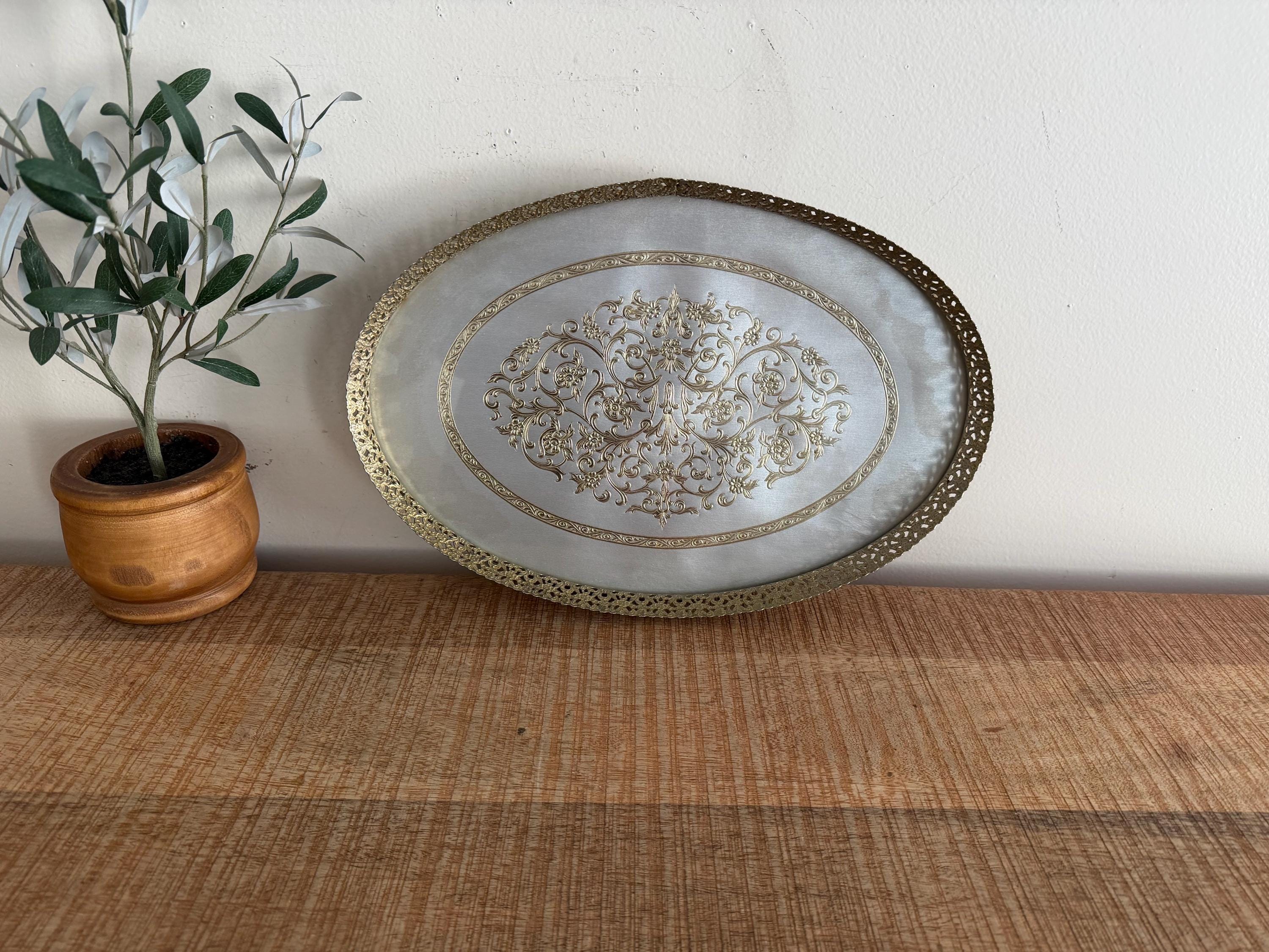 ヴィンテージの装飾的な楕円形トレイ - Etsy 日本