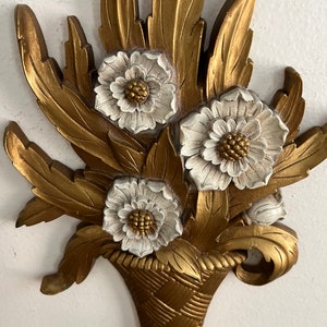 Vintage Gold/White Flowers in Basket Dart Sconce image 4