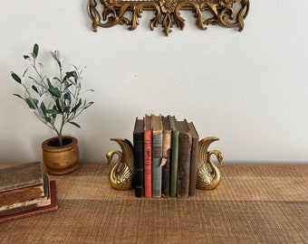 vintage brass swan bookends set of 2