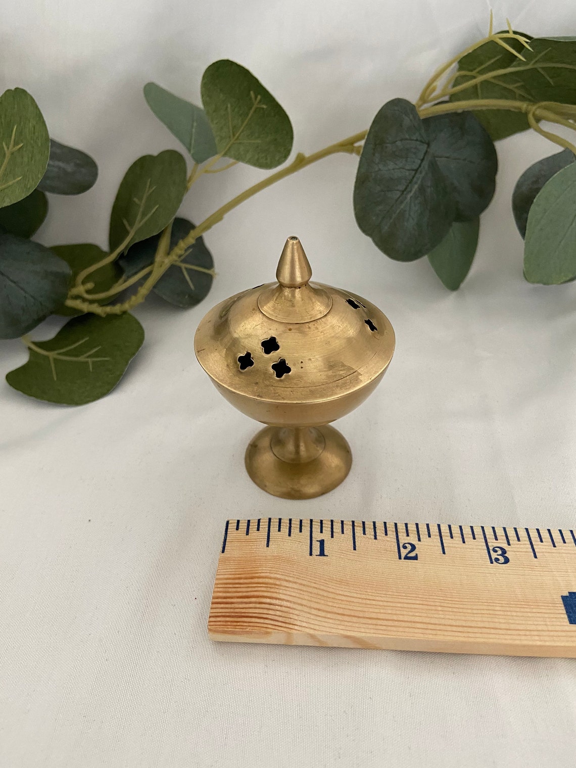 Vintage Brass Incense Cone pot with lid Etsy