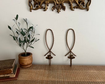 Vintage Gold Rope Sconces set of 2