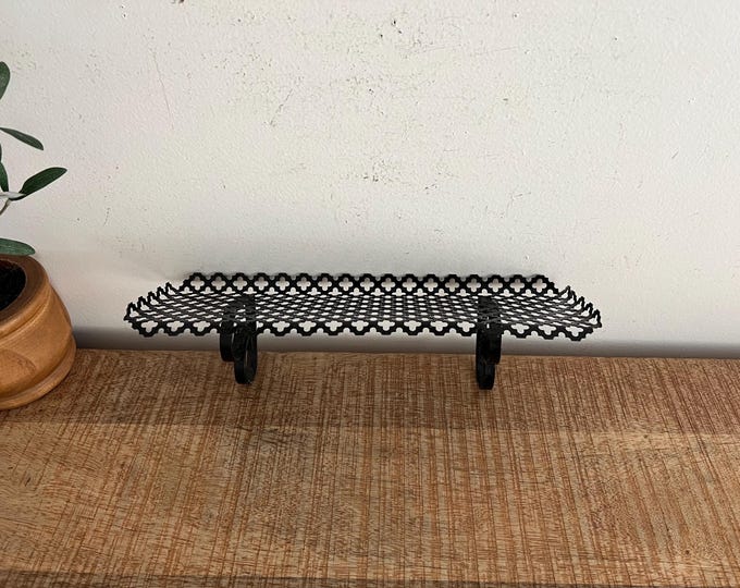 Vintage Black Metal Wall Shelf Etsy