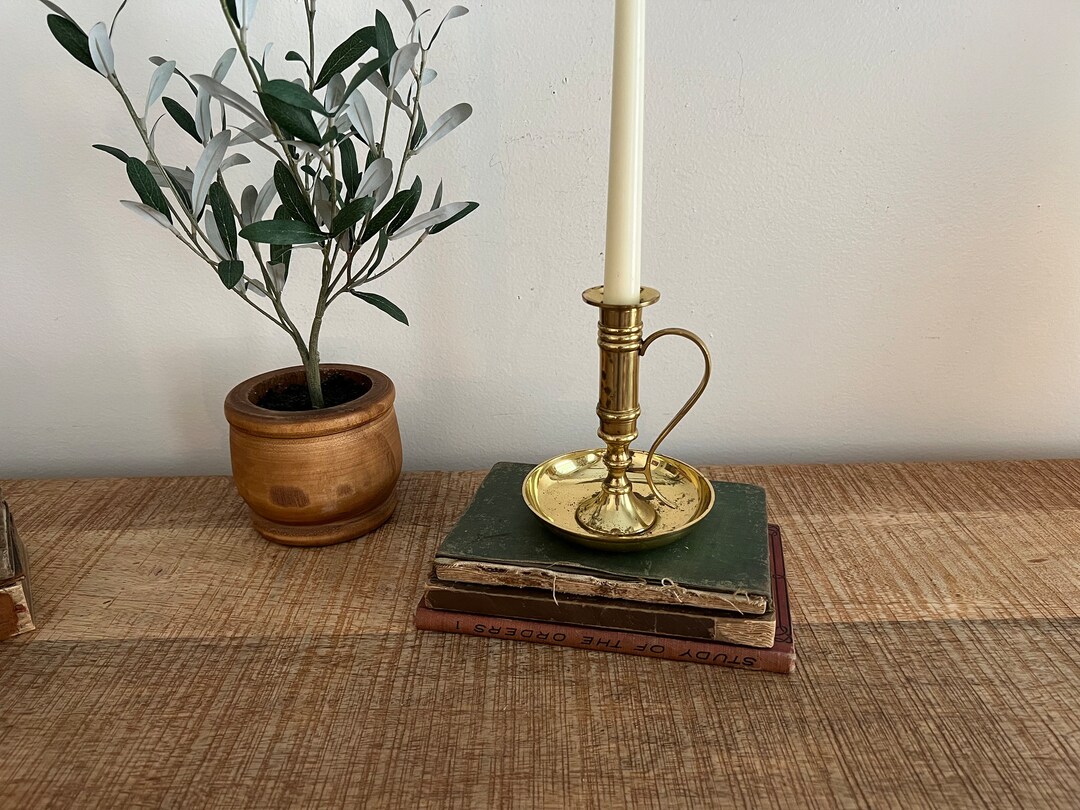 Vintage Brass Candlestick With Handle Etsy