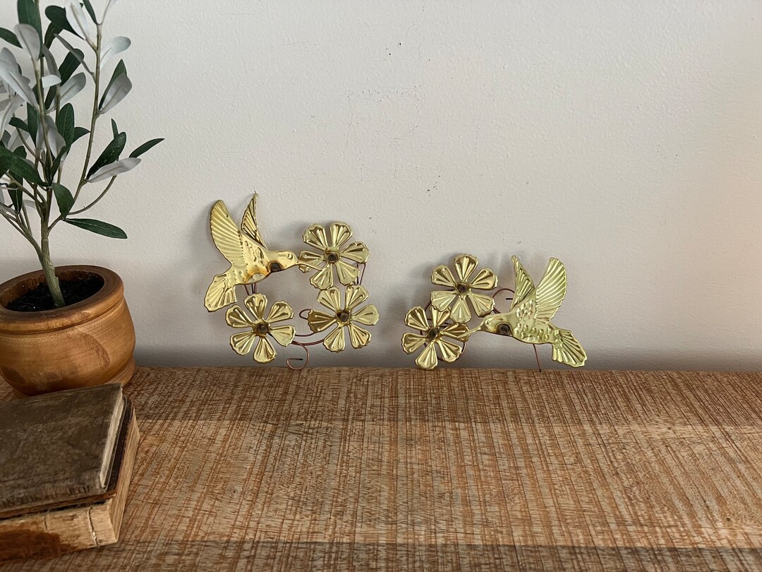 Vintage Gold Hummingbirds Wall Decor Set of 2 Etsy