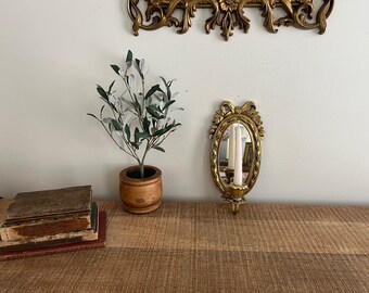 Vintage Gold Ribbons/Roses Home Interior Mirror Sconce