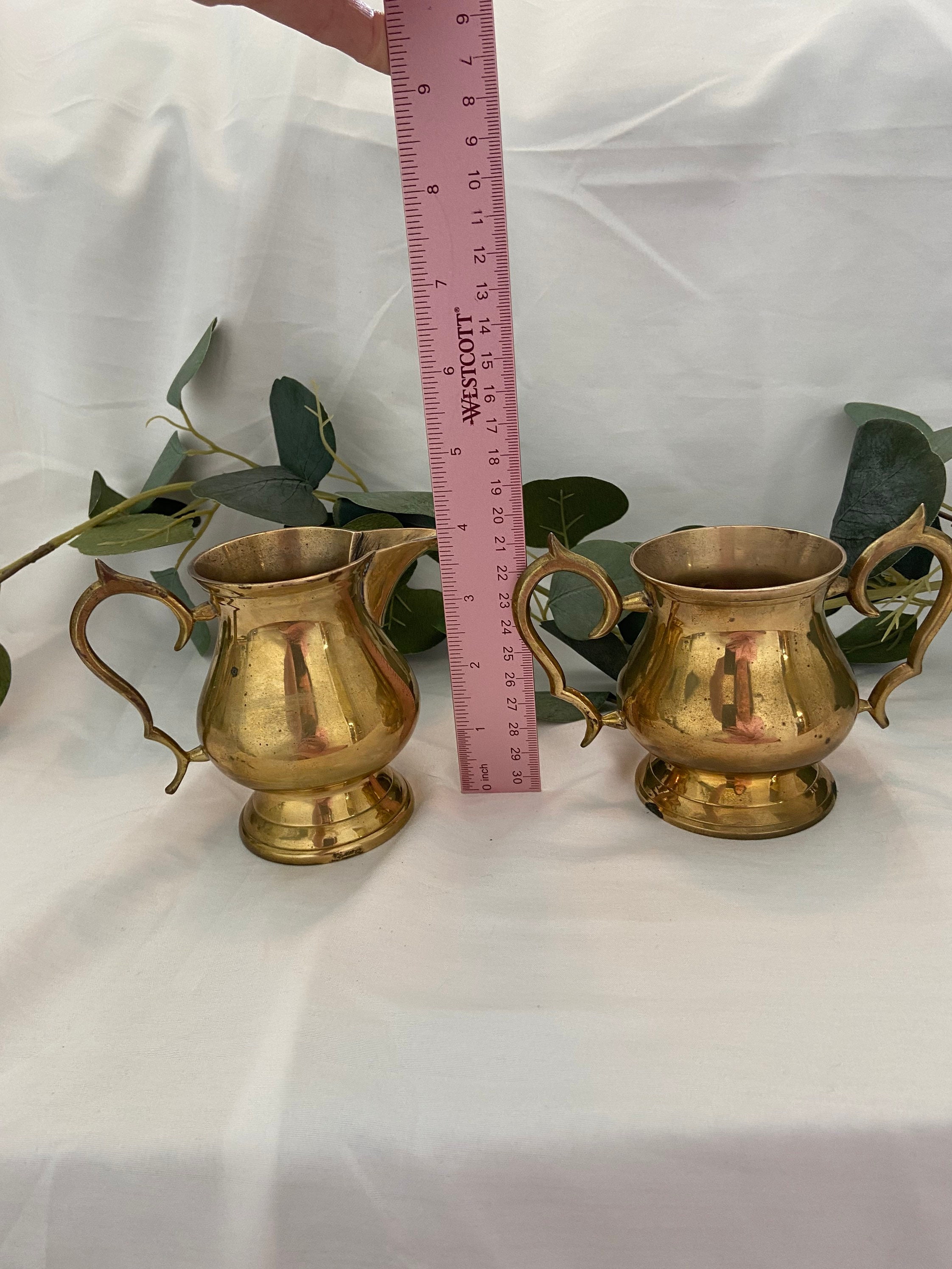 Vintage Brass sugar and creamer set Etsy