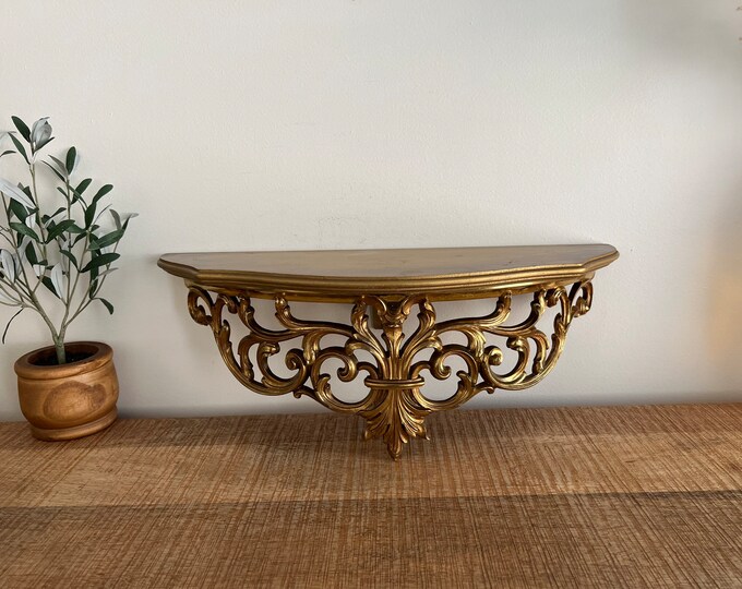 Vintage Gold Ornate Syroco Wall Shelf Etsy
