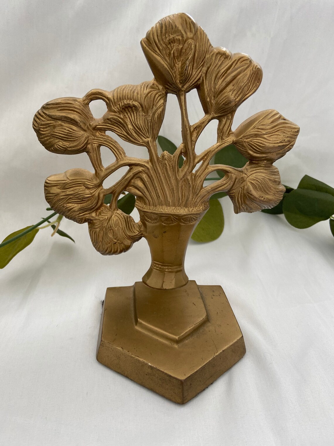 Vintage Brass Floral Bookends set of 2 Etsy
