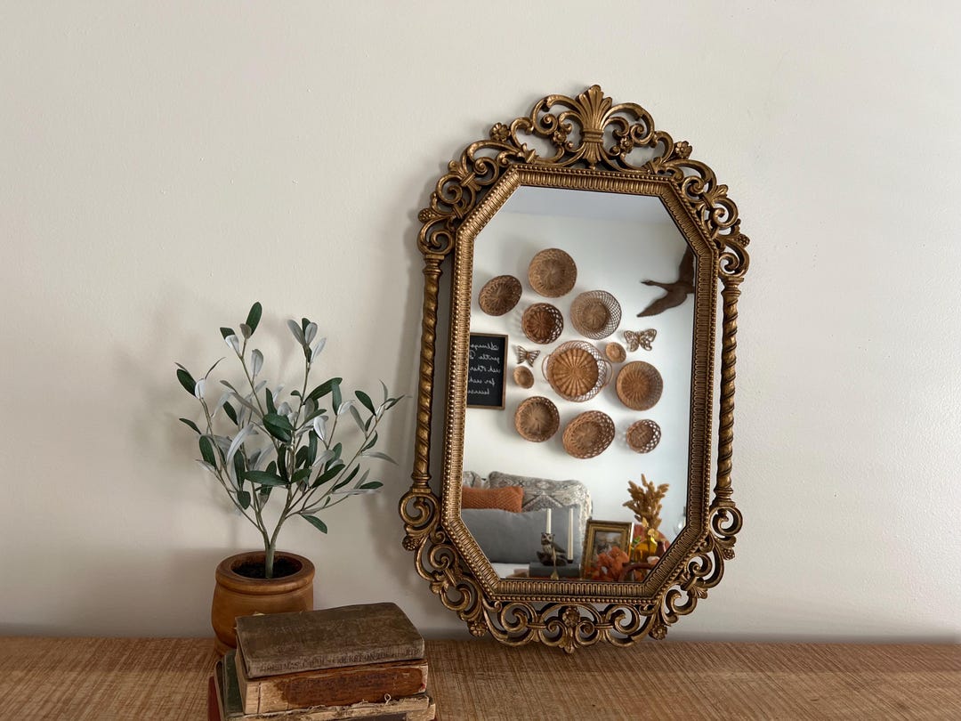 Vintage Gold Ornate Dart Mirror - Etsy