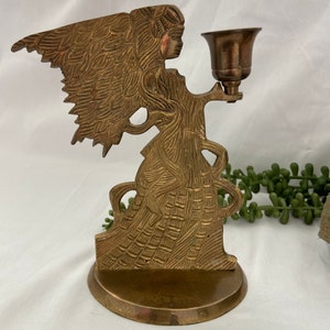 Vintage Brass Angel Candlestick