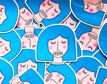 angry girl transparent vinyl sticker | annoyed face emoji | waterproof & UV resistant | planner accessories | laptop sticker