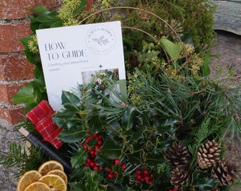 Christmas Wreath Making Kit - Fresh Christmas Foliage, Moss & Cones DIY