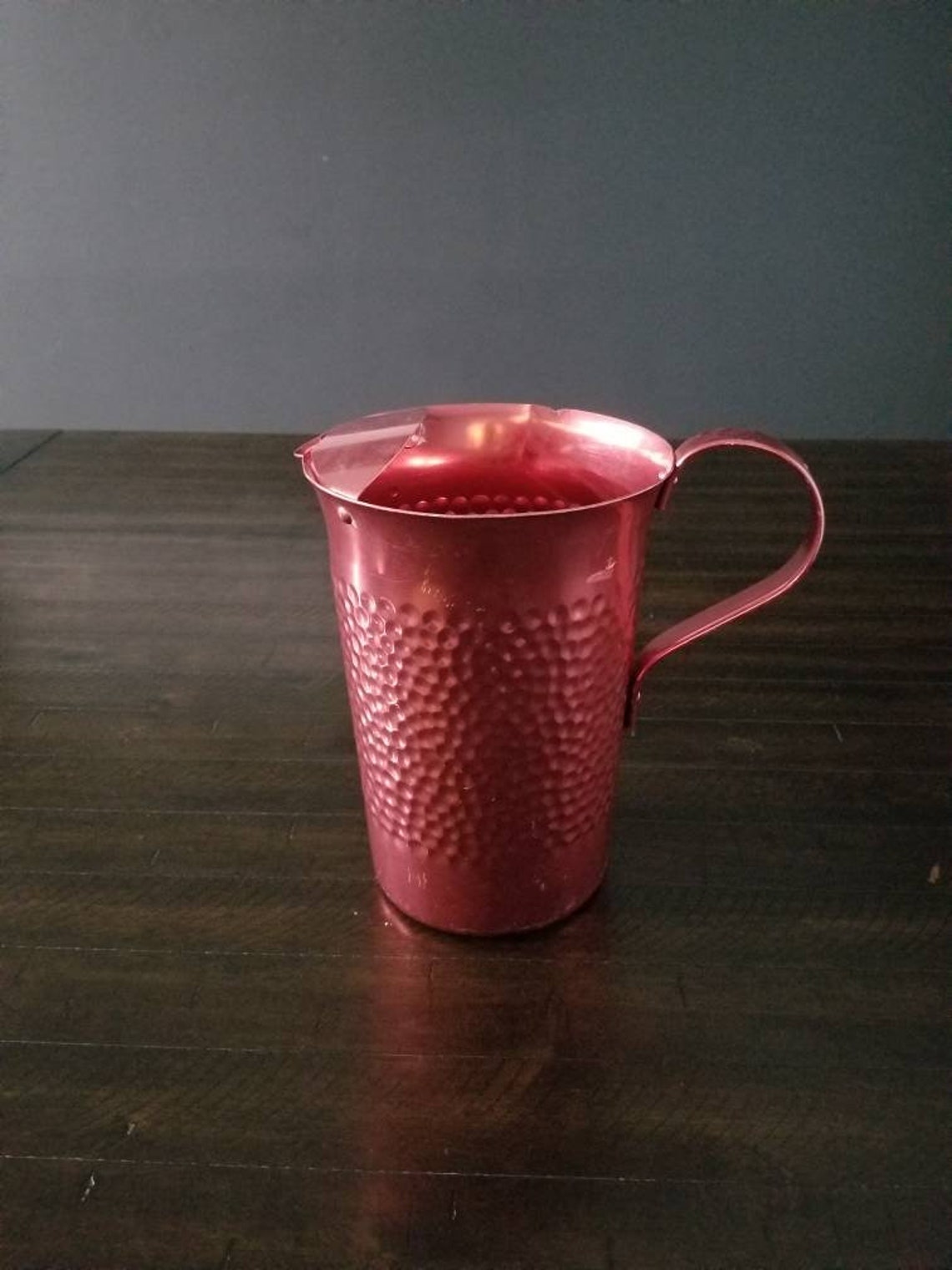 Vintage Raspberry Ceramic Pitcher Mid Century Italian Made Pitcher-raspberry Colored-hammered Aluminum - Etsy