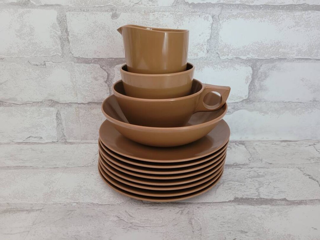 Vintage Melamine Melmac Salad Plates, Bowl, Tea Cup, Small Cup