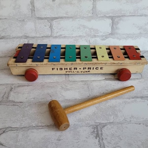 Vintage Fisher Price Pull A Tune Xylophone-FREESHIPPING