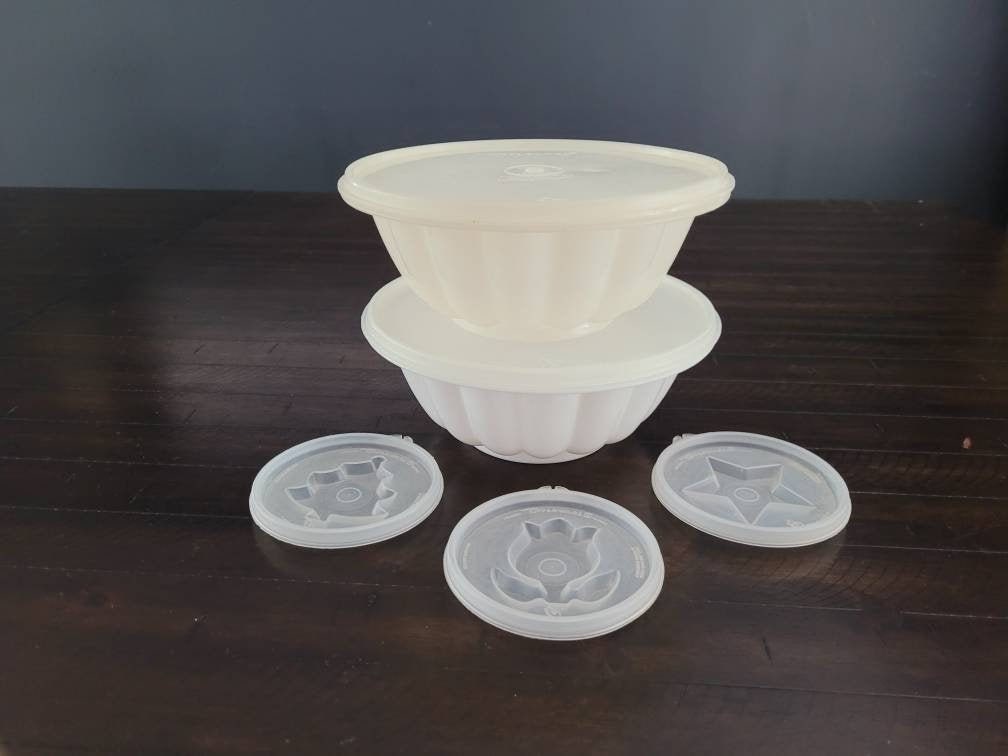 Vintage Tupperware 616-2 Jello Mold Set With 5 Patterns Lid & Jel-N-Serve  Tray