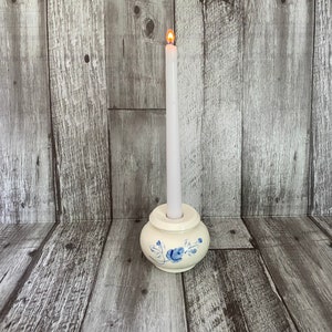 Vintage White and Blue Floral Candle Holder-Candlestick Holder-FREE SHIPPING