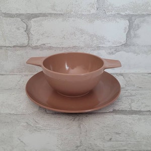 Vintage Melamine Melmac Taupe Salad Plate, Bowl Dinnerware-FREESHIPPING