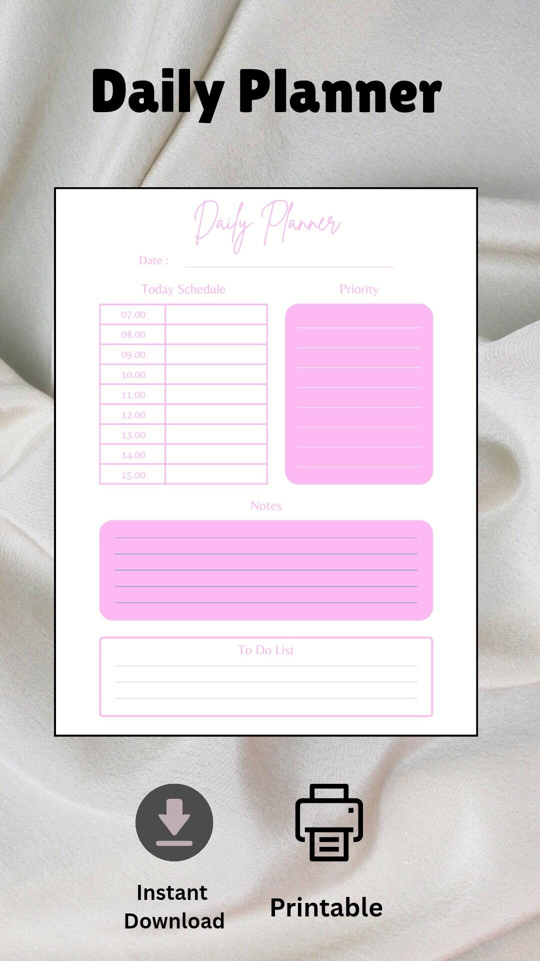 Daily Planner Template Printable - Etsy