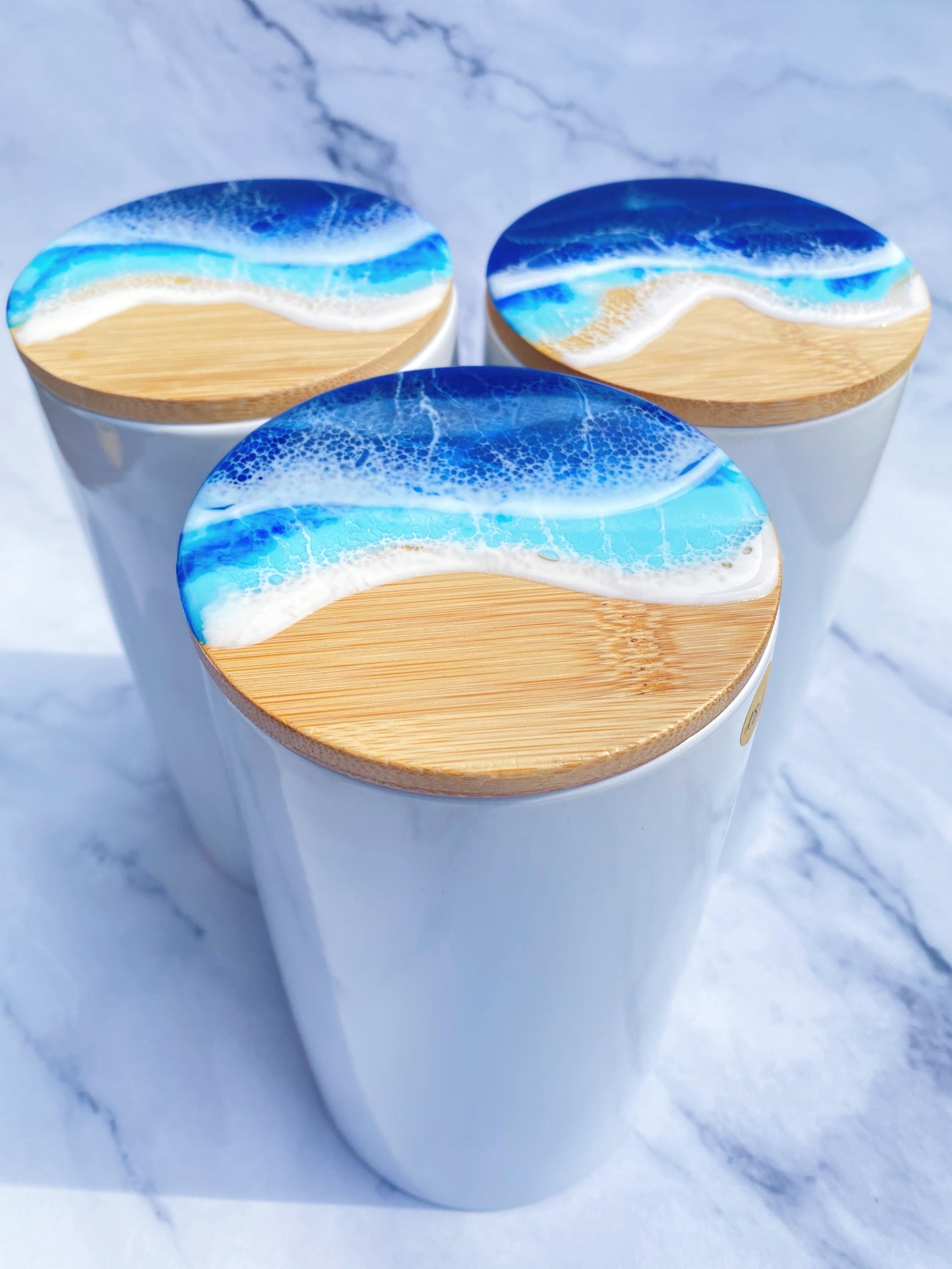 Blue Ceramic Storage Container, Airtight, Finished With Epoxy Resin, a ...