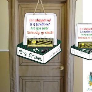 Computers, Teacher, School, PNG, Design, Digital, Download, Sublimation, Door Hanger, Decoration, Gift, Back to School