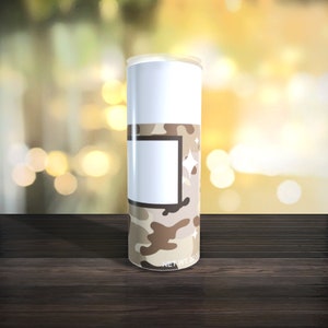 Customizable Spray Can Tumbler Template - Be Gone Template - Brown Camo - Digital Design - Sublimation Tumbler