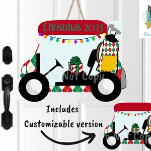 クリスマス ゴルフ カート、昇華、PNG、デジタル ダウンロード、イヤリング、ドア ハンガー、装飾、飾り