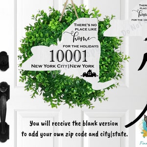 Anpassbare New York State Form, Zuhause für die Feiertage, Postleitzahl, Sublimation, PNG, digitaler Download, Türschild, Dekoration, Ornament